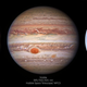 Jupiter, seen differently in infrared (left), visible light (center), and ultraviolet (right).